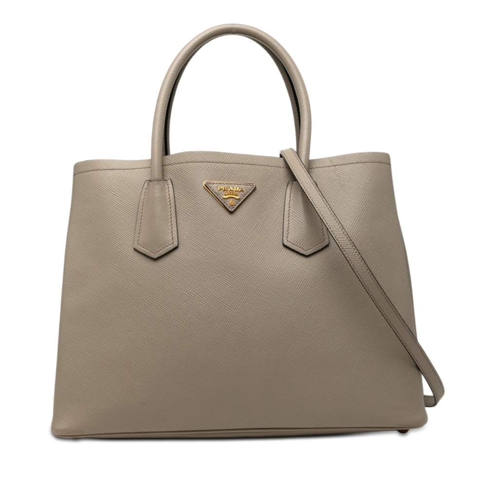 Prada Medium Saffiano Cuir Double Satchel MultiColor Leather Very good condition - Front View