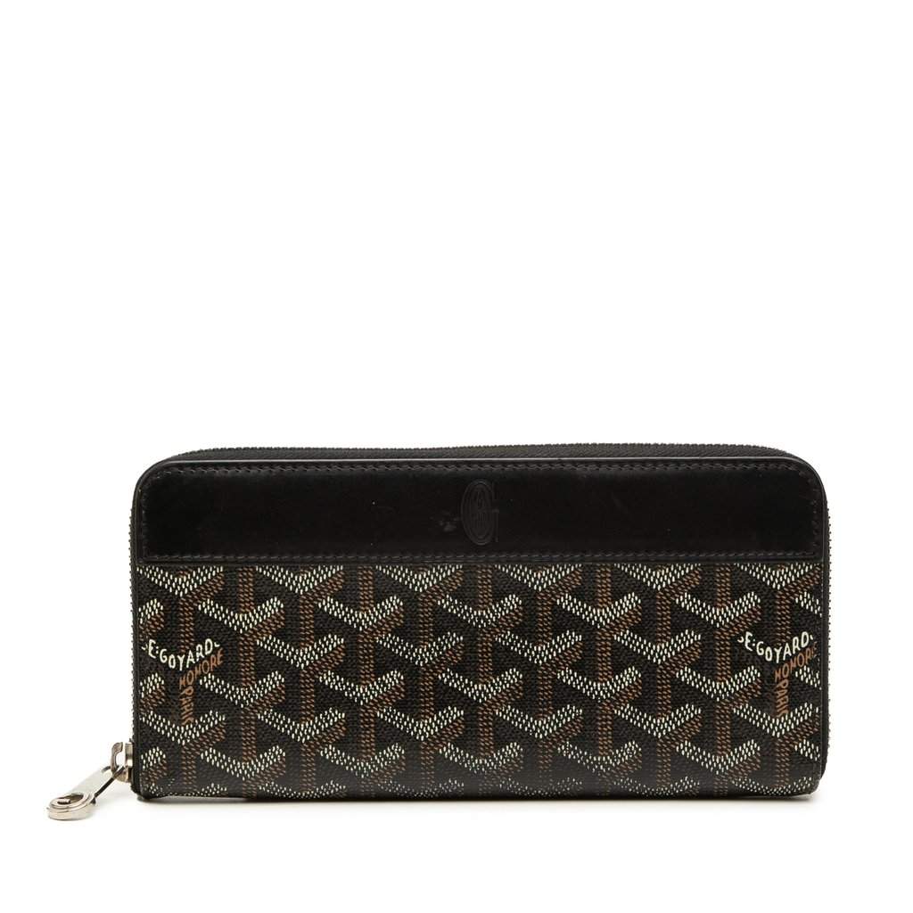 Goyard Goyardine Matignon Zip Around Wallet GM Black Very good condition - Front View