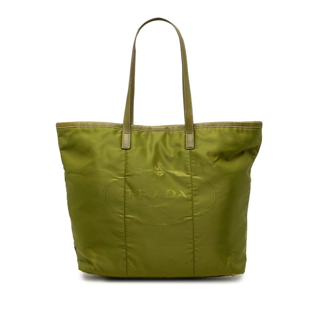 Prada Tessuto Canapa Logo Tote Green Very good condition - Front View