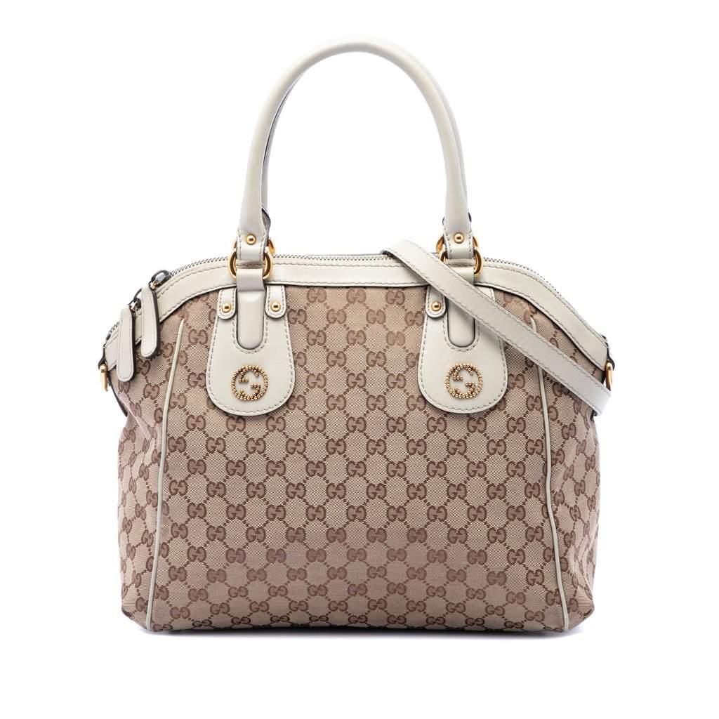 Gucci Medium GG Canvas Scarlett Satchel Beige Very good condition - Front View