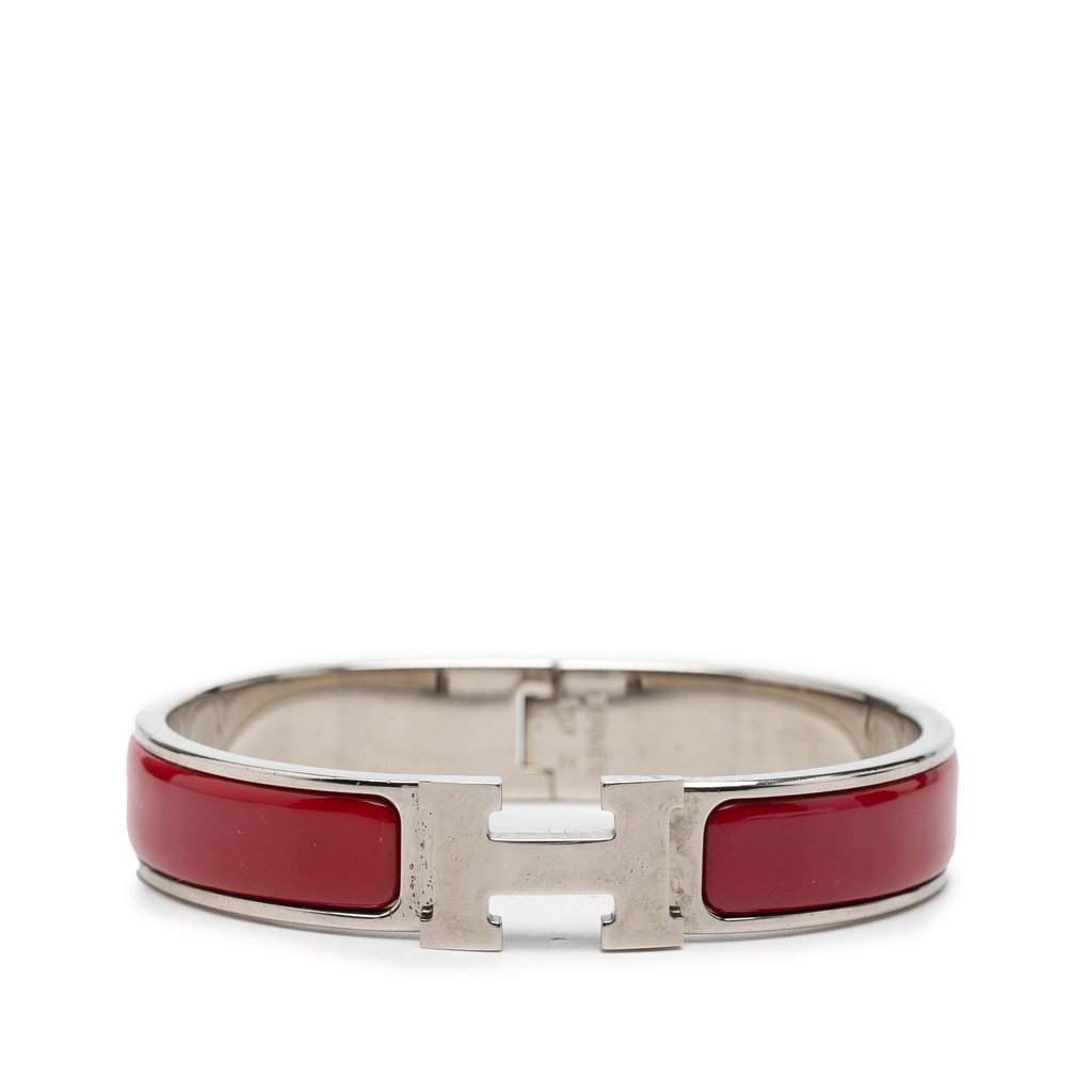 Hermès Narrow Enamel Clic H Bracelet PM Red Very good condition - Front View