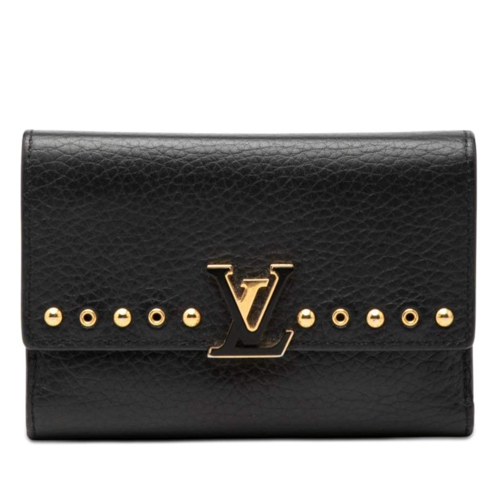 Louis Vuitton Studded Taurillon Capucines Compact Wallet Black Leather Very good condition - Front View
