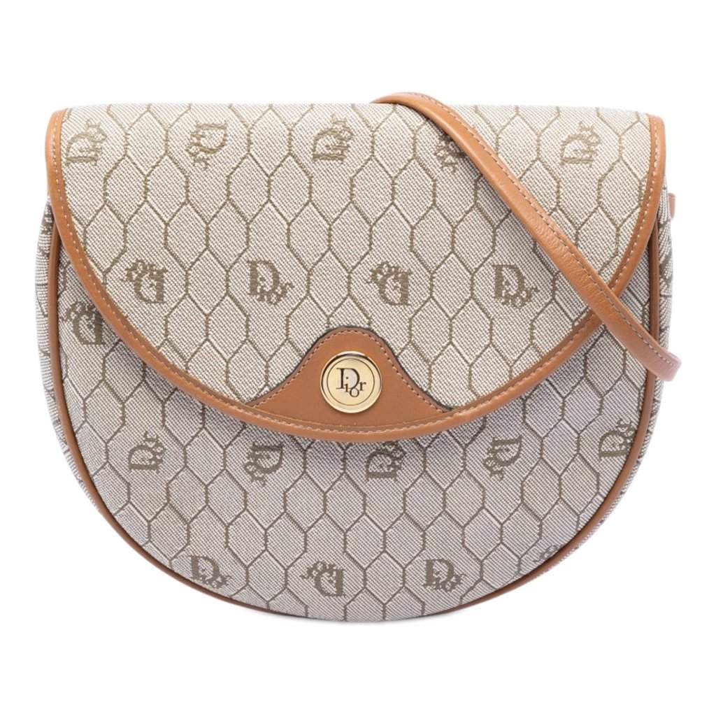 Dior Honeycomb Coated Canvas Crossbody Beige Very good - Front View