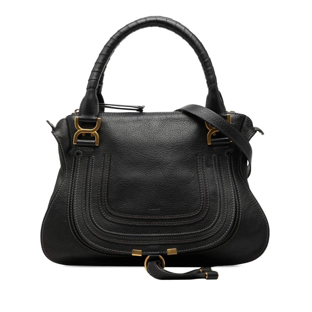 Chloé Medium Grained Leather Marcie Satchel Black Leather Very good - Front View