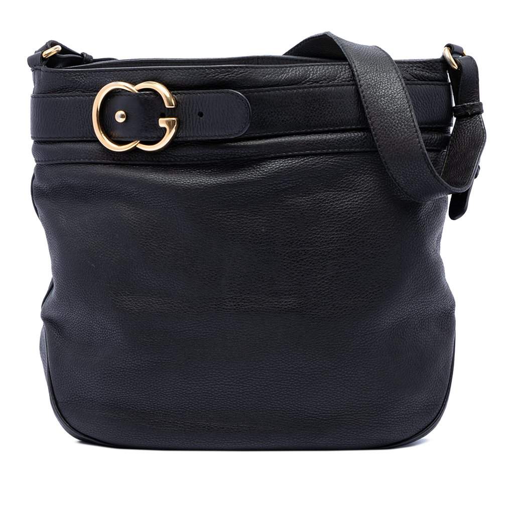 Gucci Large Calfskin Ride Shoulder Bag Black Leather Good - Front View