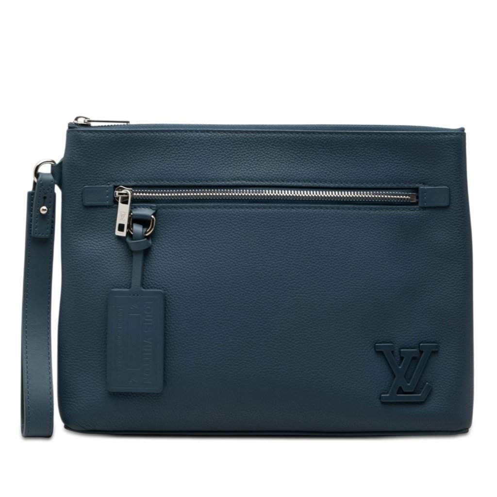 Louis Vuitton Aerogram Takeoff iPad Pouch Blue Leather Very good condition - Front View