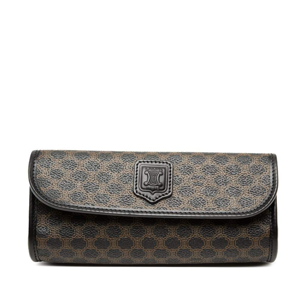 Celine Macadam Coated Canvas Clutch Black Very good condition - Front View
