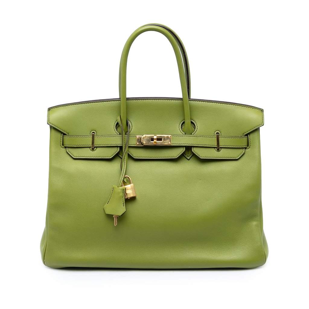 Hermès Swift Birkin Retourne 35 Green Leather Very good condition - Front View