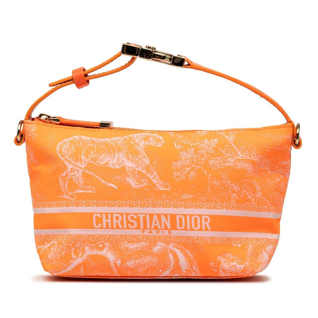 Dior Small Technical Fabric Toile de Jouy Reverse DiorTravel Nomad Pouch Orange Very good condition - Front View