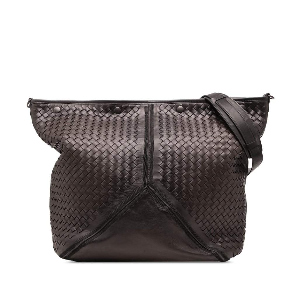 Bottega Veneta Nappa Intrecciato Travel Bag Brown Leather Very good - Front View