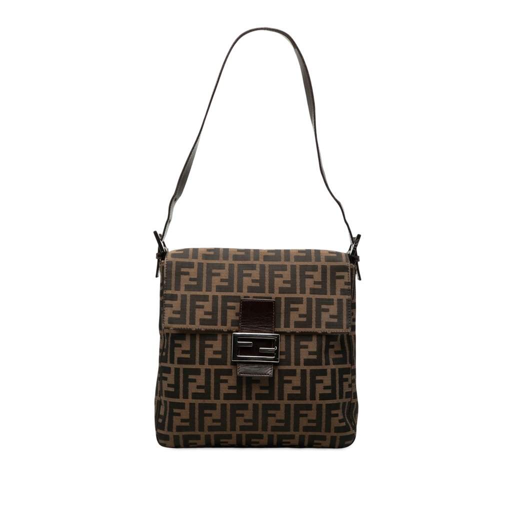 Fendi Zucca Canvas Shoulder Bag Brown Very good condition - Front View