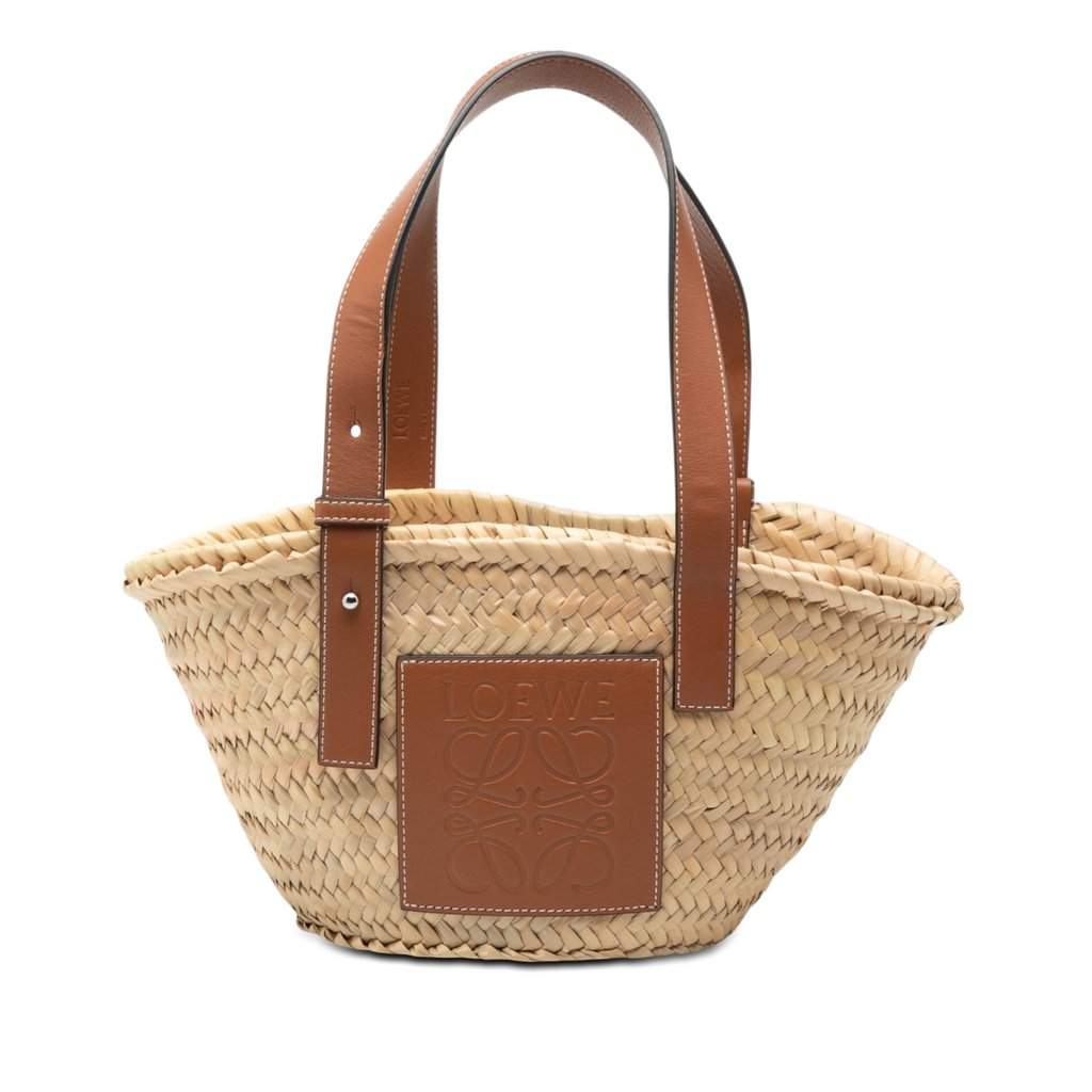 Loewe Small Raffia Anagram Basket Tote Beige Very good condition - Front View