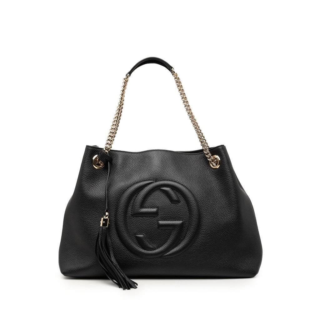 Gucci Medium Calfskin Soho Chain Tote Black Leather Very good condition - Front View