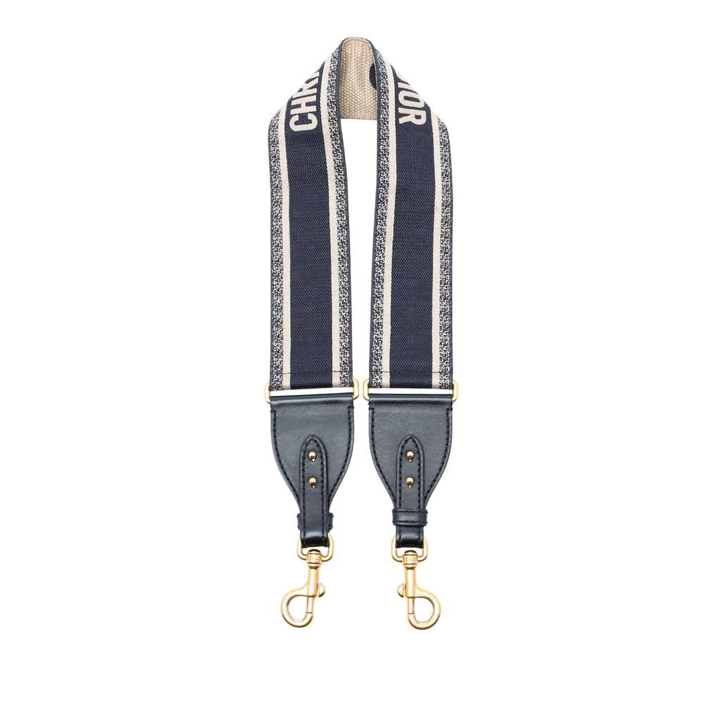 Dior Embroidered Canvas Bag Strap Blue Very good condition - Front View