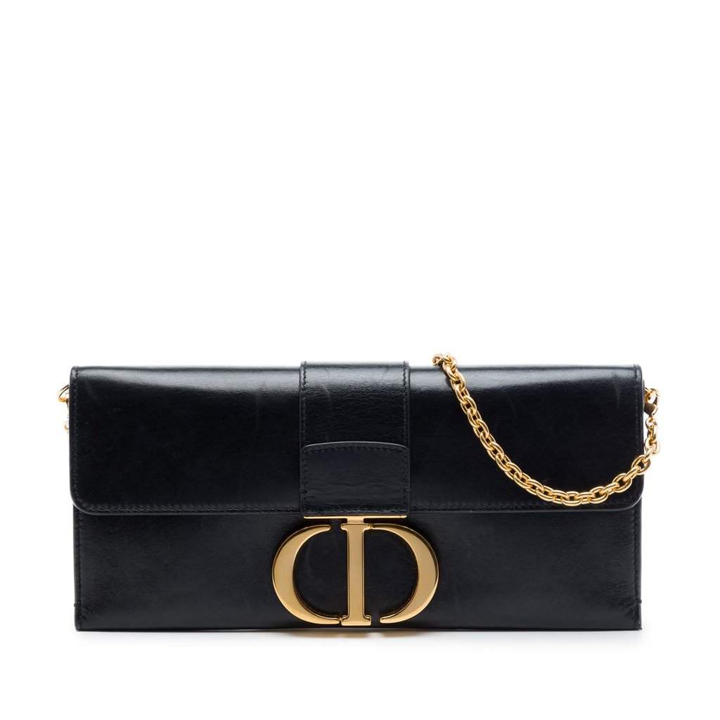 Dior Leather Montaigne 30 Clutch with Chain Black Leather Very good - Front View