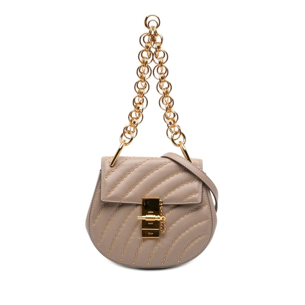 Chloé Mini Studded Leather Drew Bijou Satchel Brown Leather Very good condition - Front View