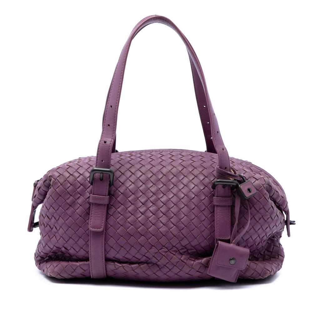 Bottega Veneta Nappa Intrecciato Montaigne Shoulder Bag Purple Leather Very good - Front View
