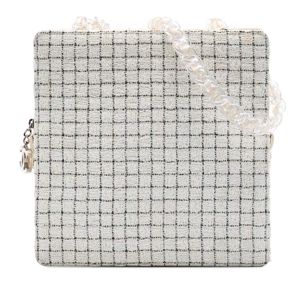 Chanel Tweed and Resin Zipped Shopping Bag White Very good condition - Front View