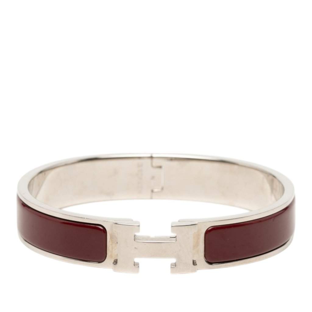 Hermès Narrow Enamel Clic H Bracelet PM Red Very good condition - Front View