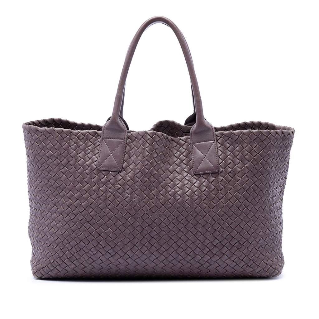 Bottega Veneta Limited Edition Medium Lambskin Intreccio Cabat Tote Purple Leather Very good - Front View