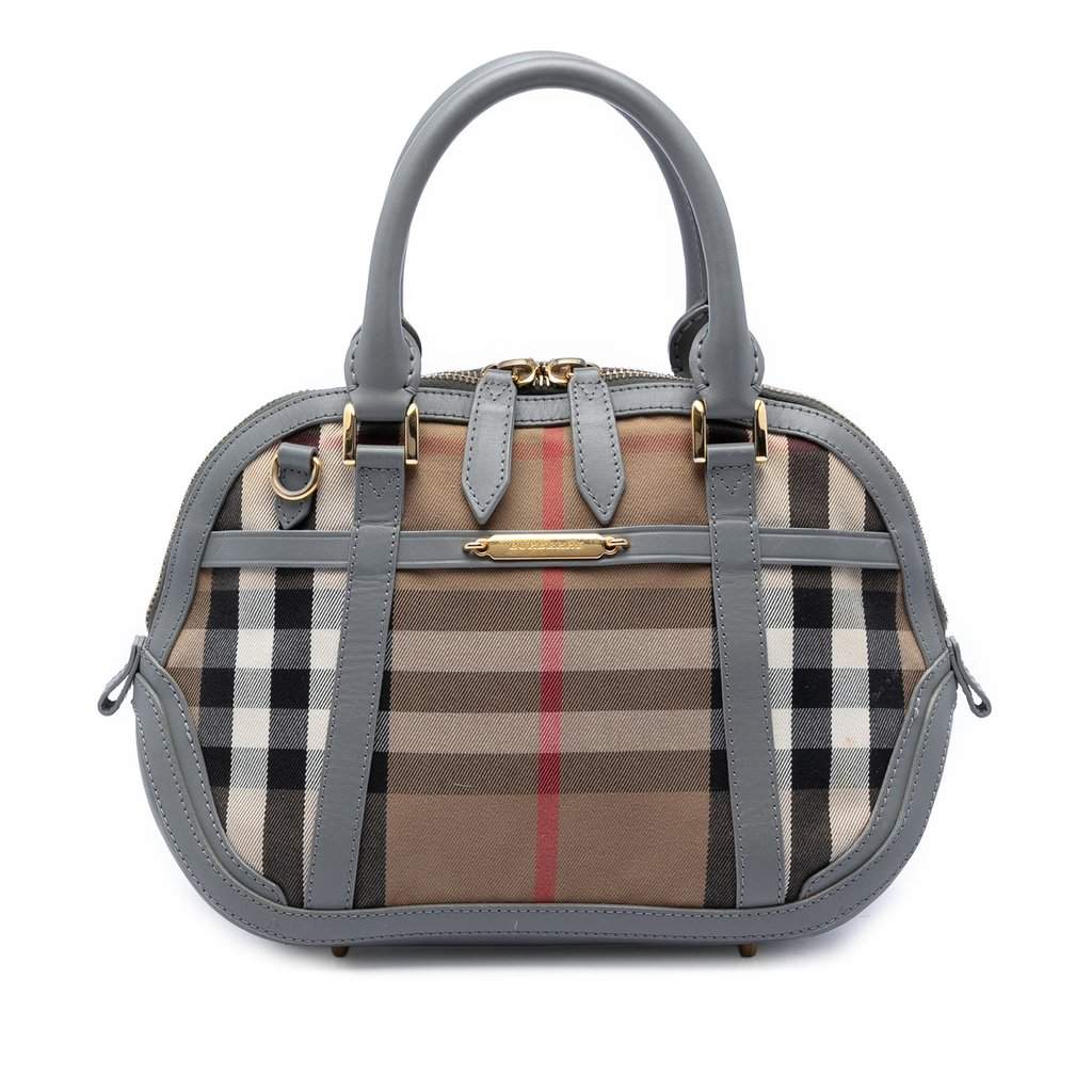 Burberry Small Leather Trimmed House Check Canvas Bridle Orchard Satchel Brown Very good condition - Front View