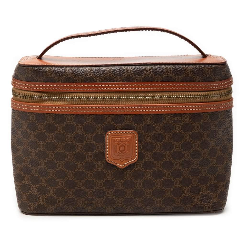 Celine Macadam Coated Canvas Vanity Bag Brown Very good - Front View