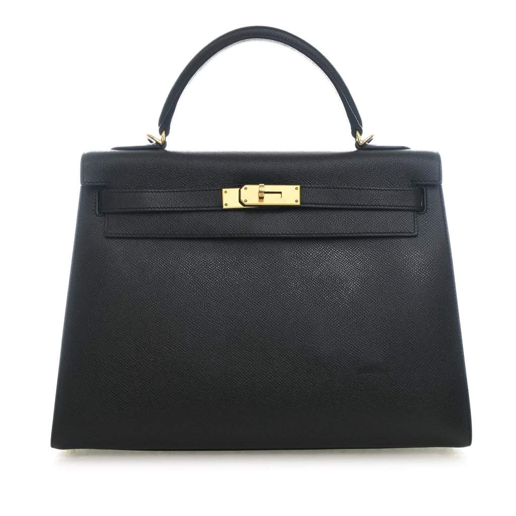Hermès Epsom Kelly II Sellier 32 Black Leather Very good condition - Front View