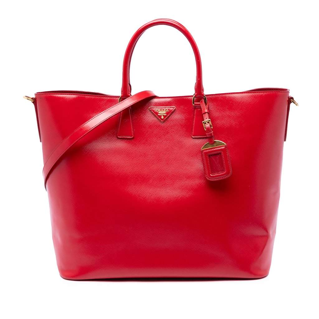Prada Saffiano Vernice Convertible Tote Red Leather Very good condition - Front View