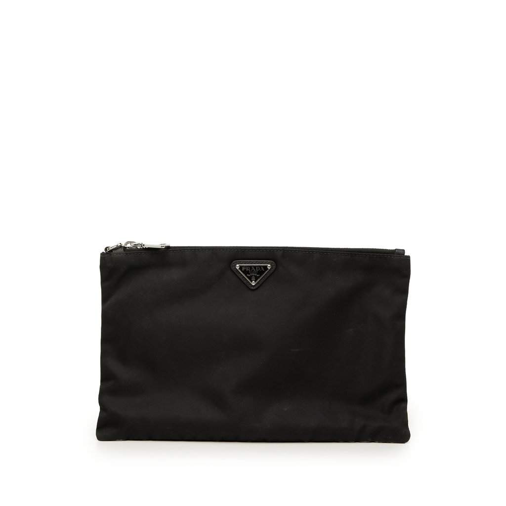 Prada Tessuto Zip Clutch Black Very good condition - Front View