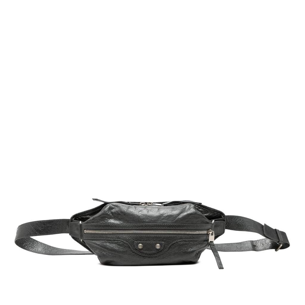 Balenciaga Lambskin Motocross Classic Neo Lift Belt Bag Blac