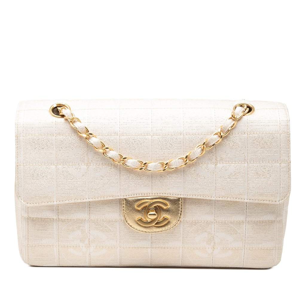 Chanel New Travel Line Medium Metallic Nylon Single Flap Gold Very good condition - Front View