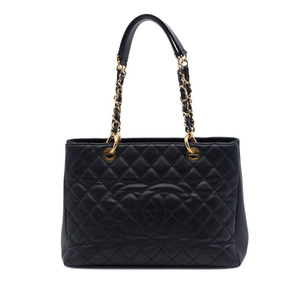 Chanel Caviar Grand Shopping Tote Black Leather Very good condition - Front View