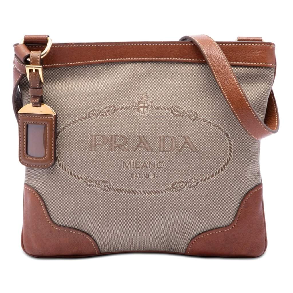 Prada Canvas Canapa Logo Crossbody Beige Very good - Front View