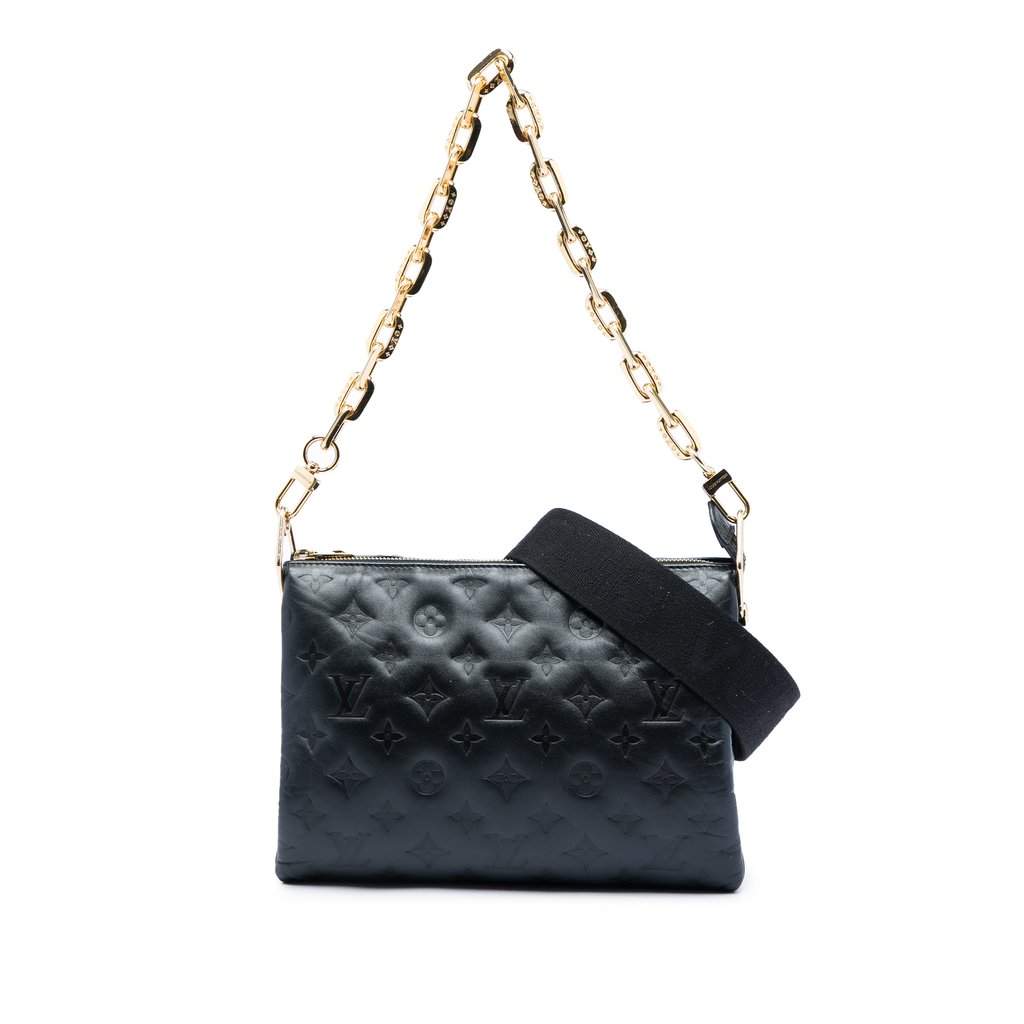 Louis Vuitton Monogram Embossed Puffy Lambskin Coussin PM Black Leather Very good - Front View