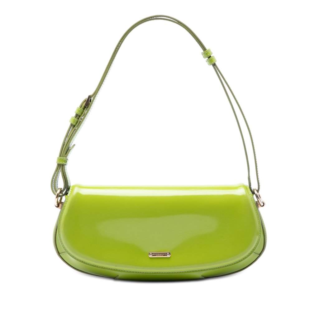 Burberry Prorsum Patent Lilford Shoulder Bag Green Leather Good - Front View