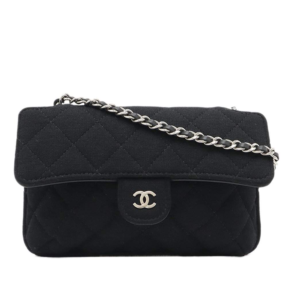 Chanel Canvas Graffiti Foldable Shopping Tote in Jersey Flap Black Very good condition - Front View