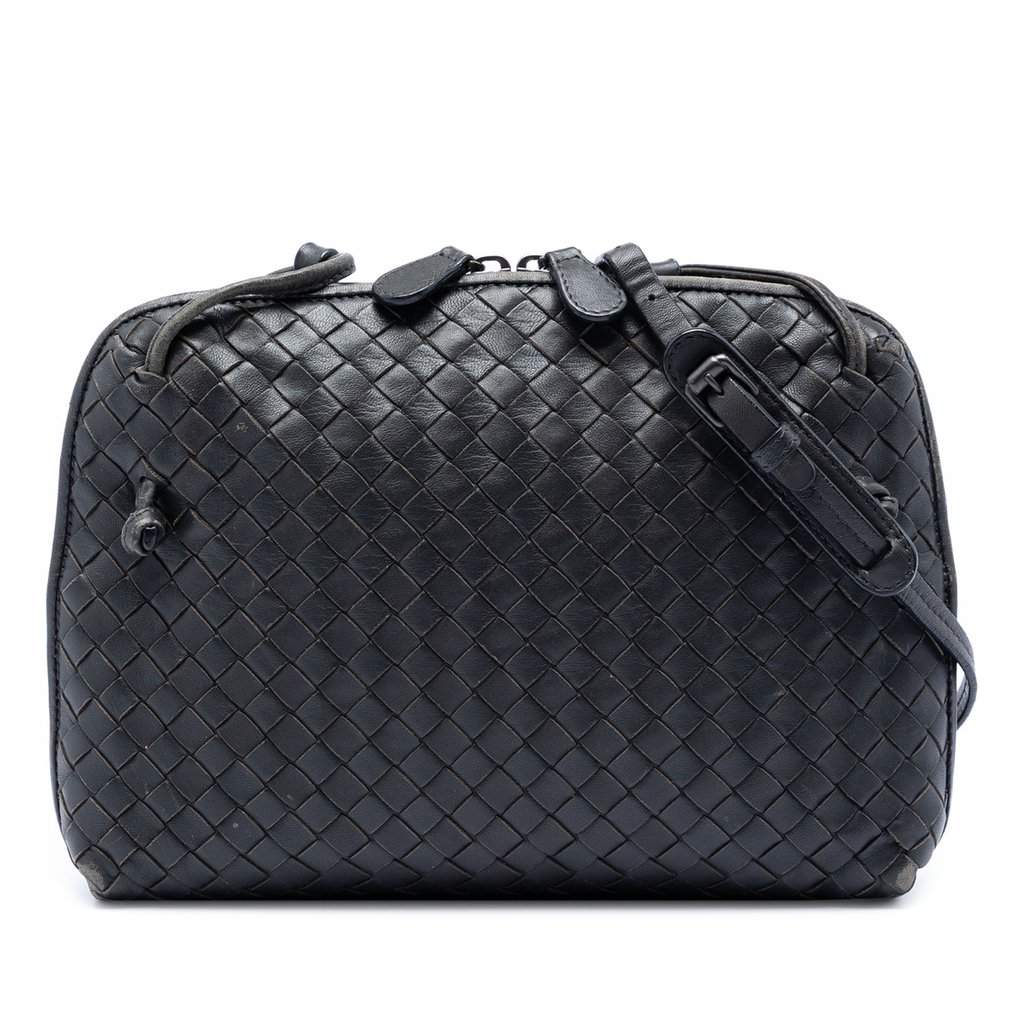 Bottega Veneta Nappa Intrecciato Nodini Crossbody Black Leather Very good - Front View