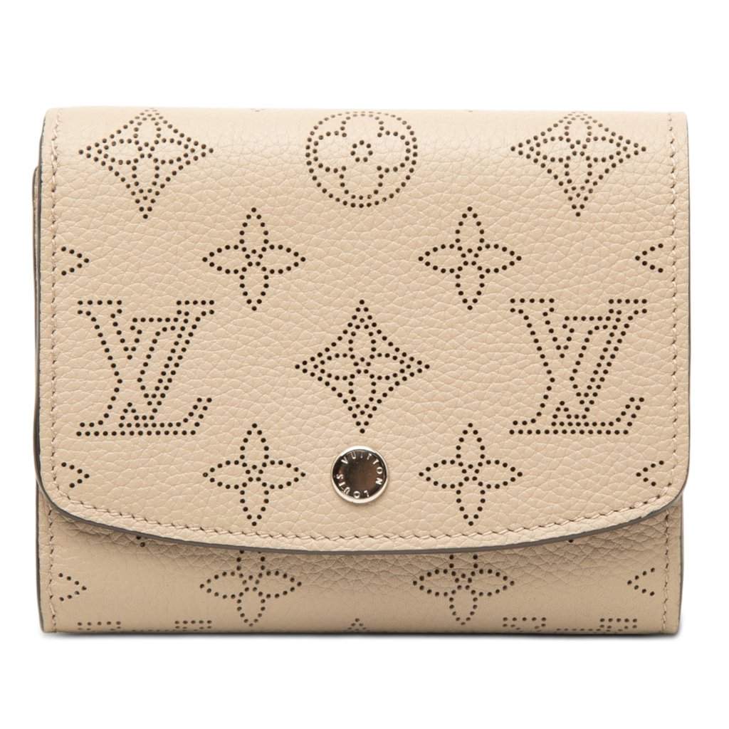 Louis Vuitton Monogram Mahina Iris Compact Wallet Beige Leather Very good - Front View