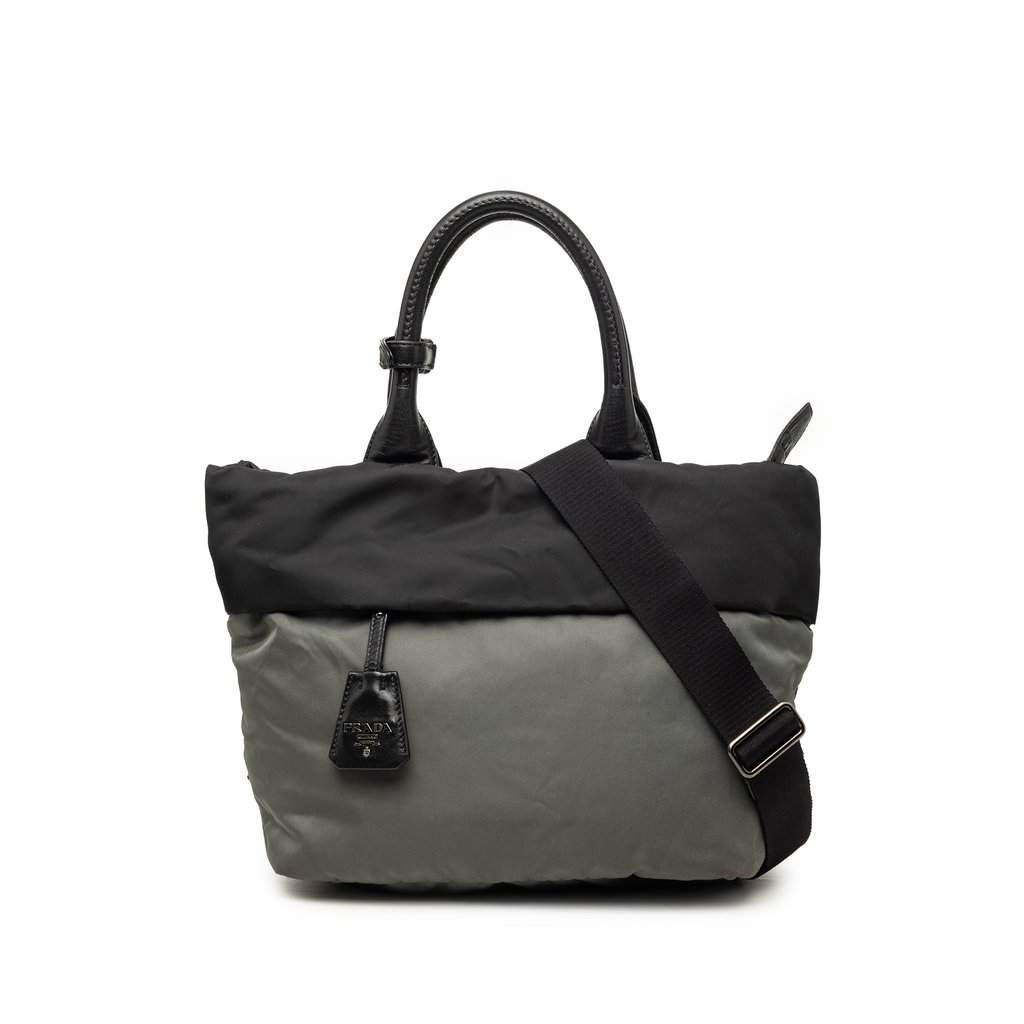 Prada Bicolor Tessuto Reversible Tote Green Very good condition - Front View
