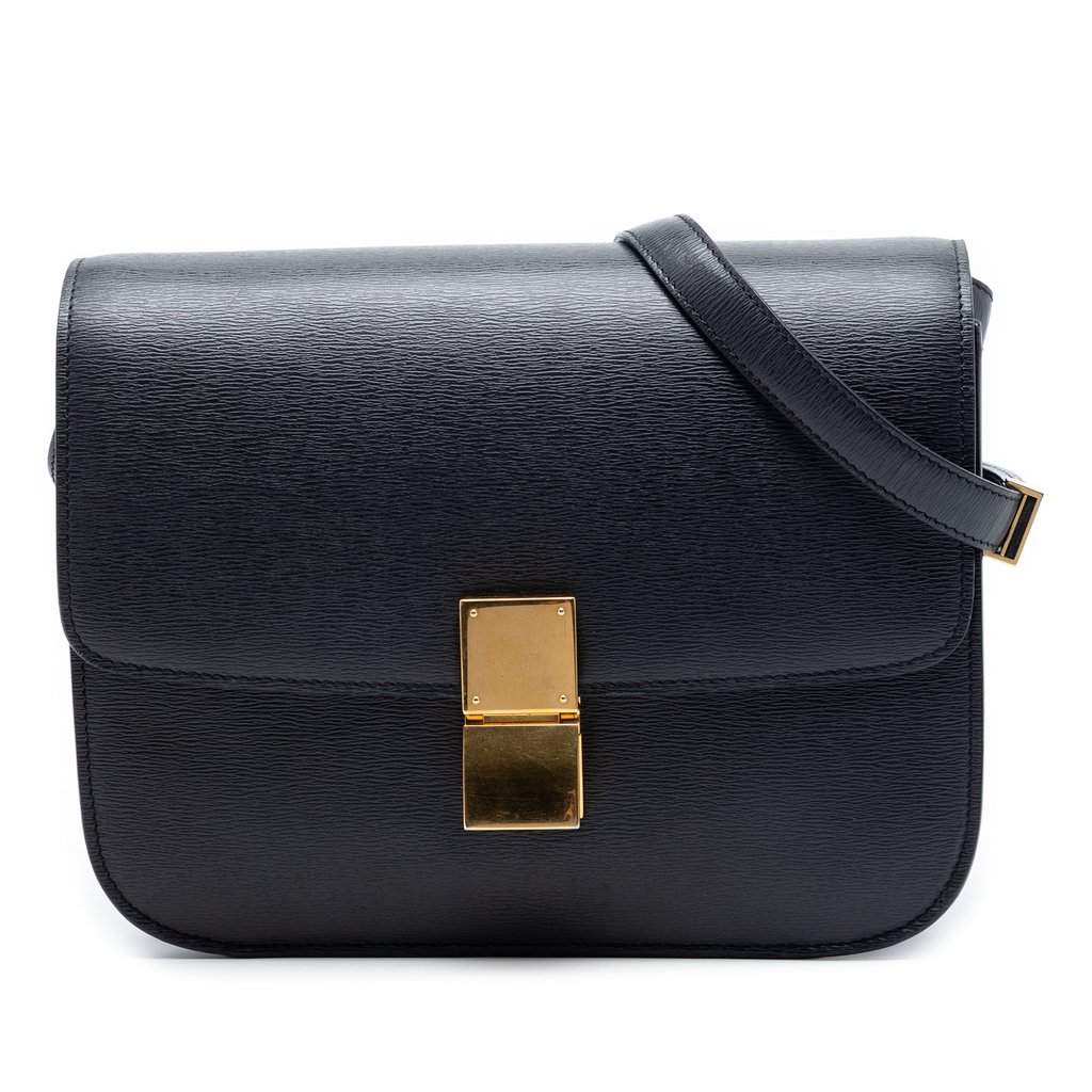 Celine Medium Liege Calfskin Classic Box Black Leather Very good condition - Front View