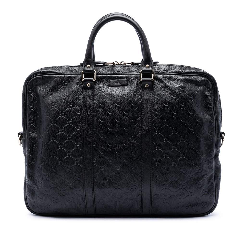 Gucci Guccissima Business Bag Black Leather Very good condition - Front View