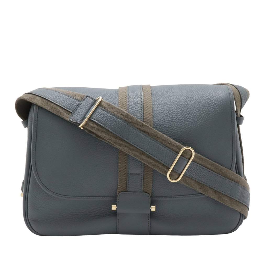 Hermès Clemence Bourlingue Messenger Bag Blue Leather Very good - Front View