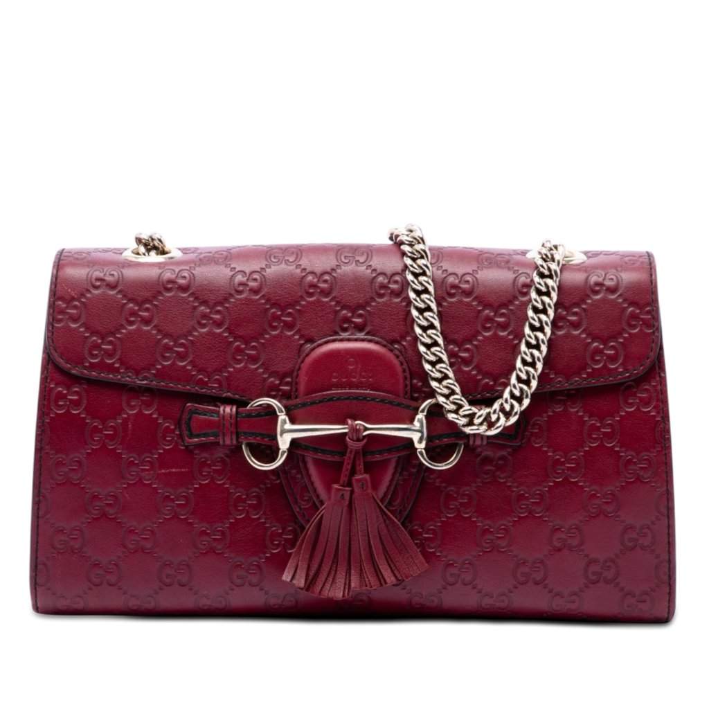 Gucci Medium Guccissima Emily Shoulder Bag Red Leather Very good - Front View