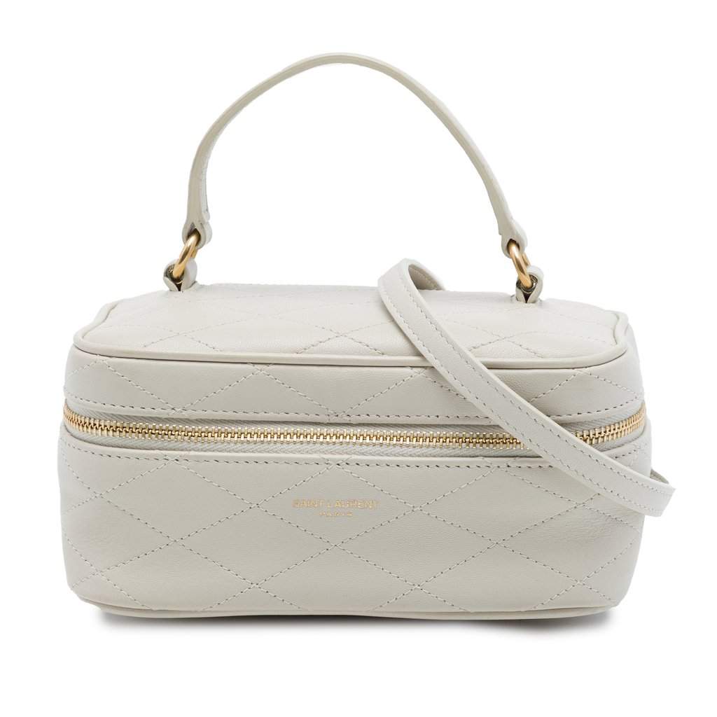Saint Laurent Mini Quilted Lambskin Gaby Vanity Bag White Leather Very good - Front View