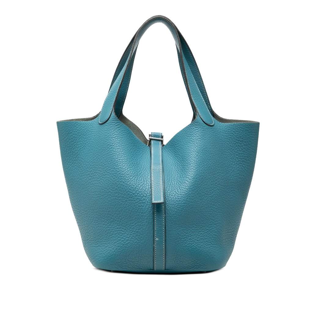 Hermès Clemence Picotin 22 Blue Leather Very good - Front View