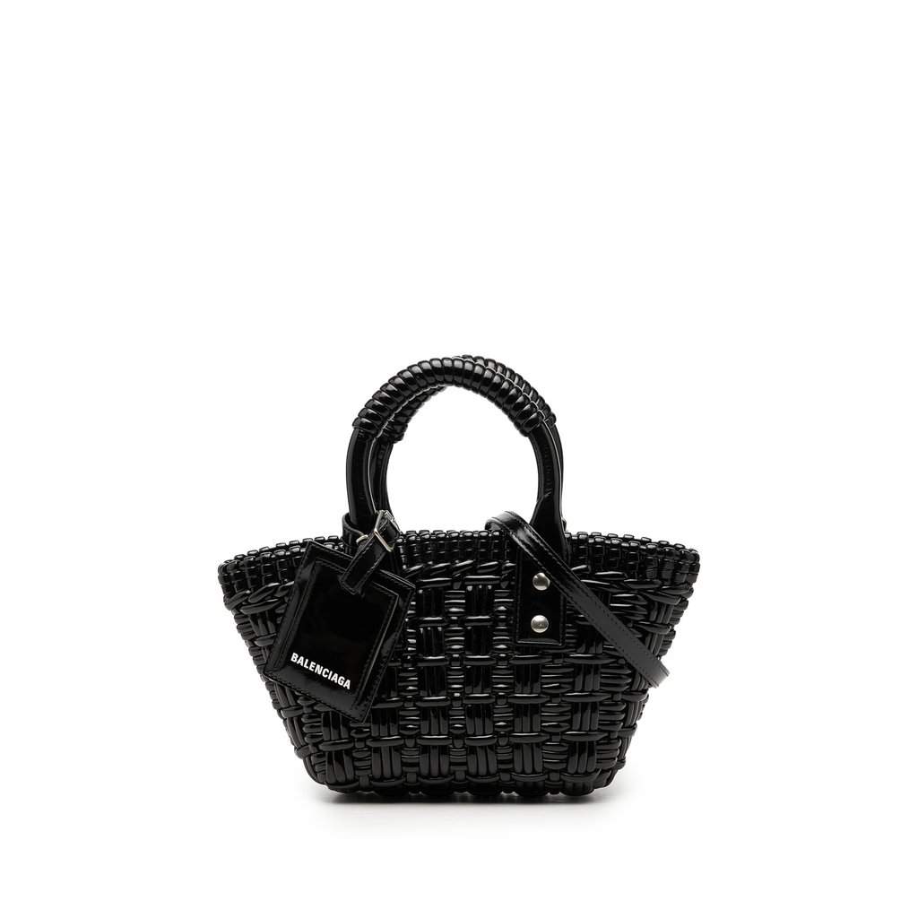 Balenciaga Faux Leather Bistro Basket Bag XXS Black Very good condition - Front View