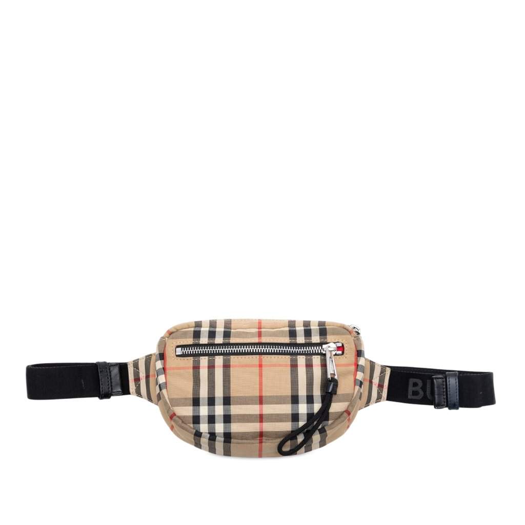 Burberry House Check Canvas Cannon Belt Bag Beige Very good - Front View