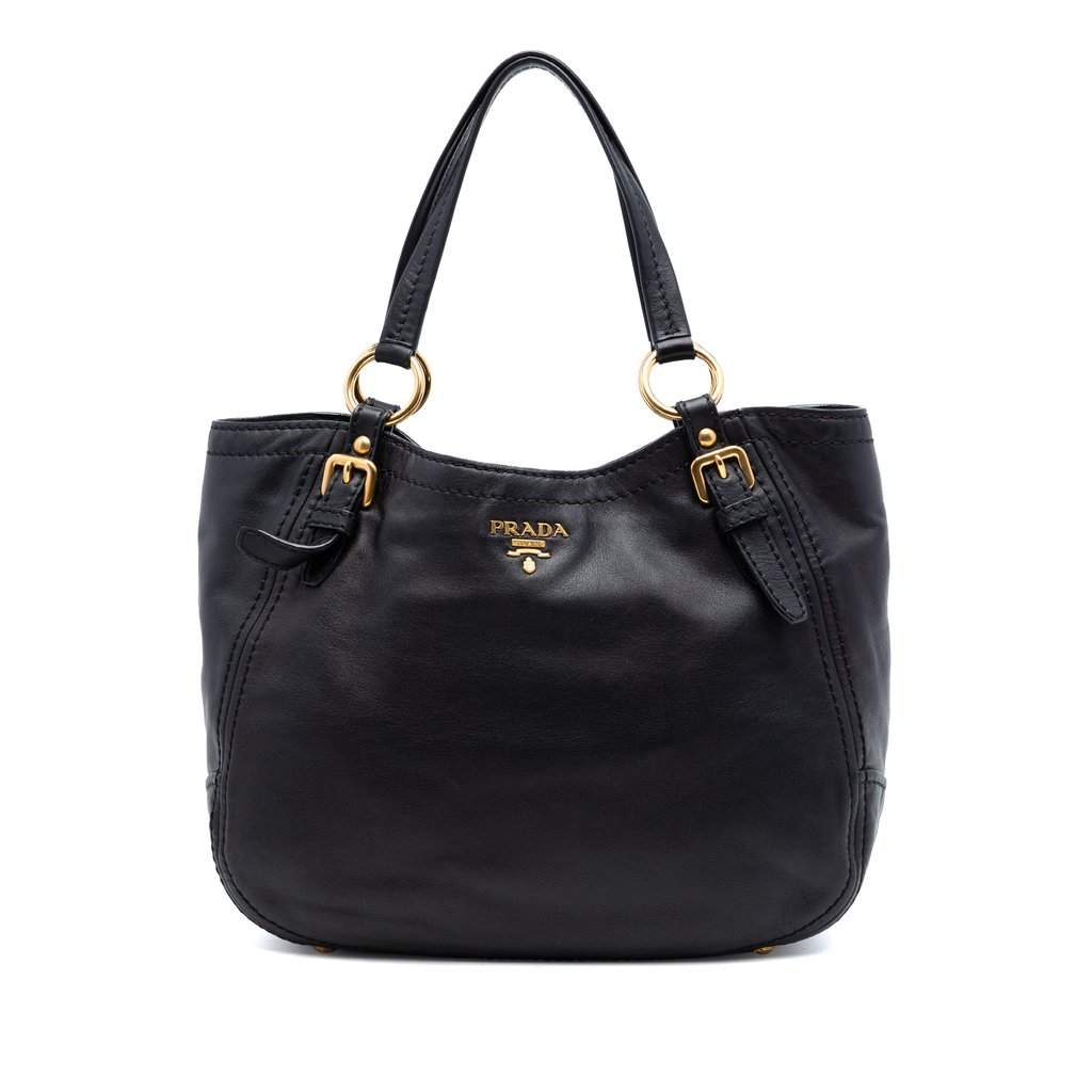 Prada Vitello Lux Shoulder Bag Black Leather Very good condition - Front View