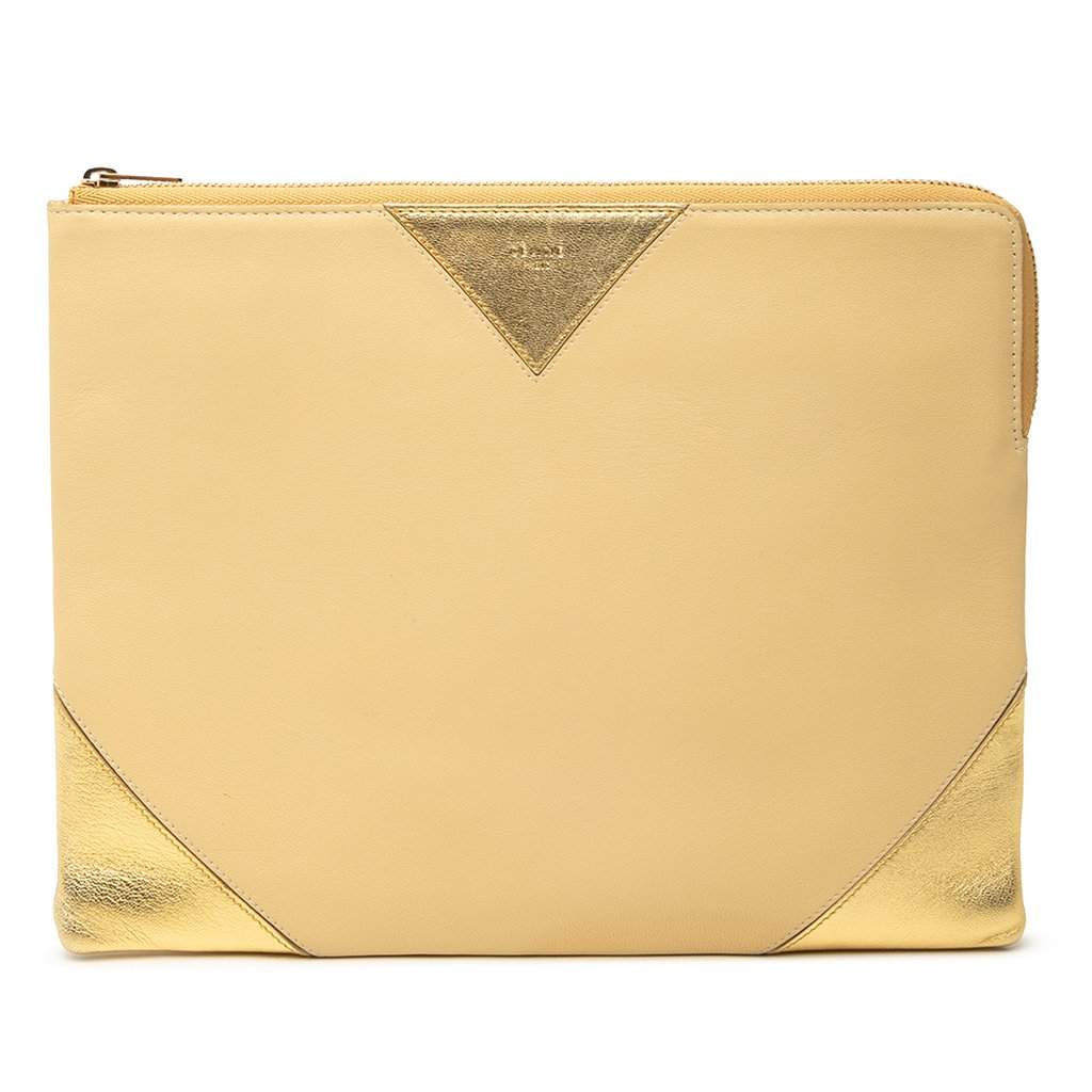 Celine Bicolor Lambskin Coeur Clutch Beige Leather Very good condition - Front View