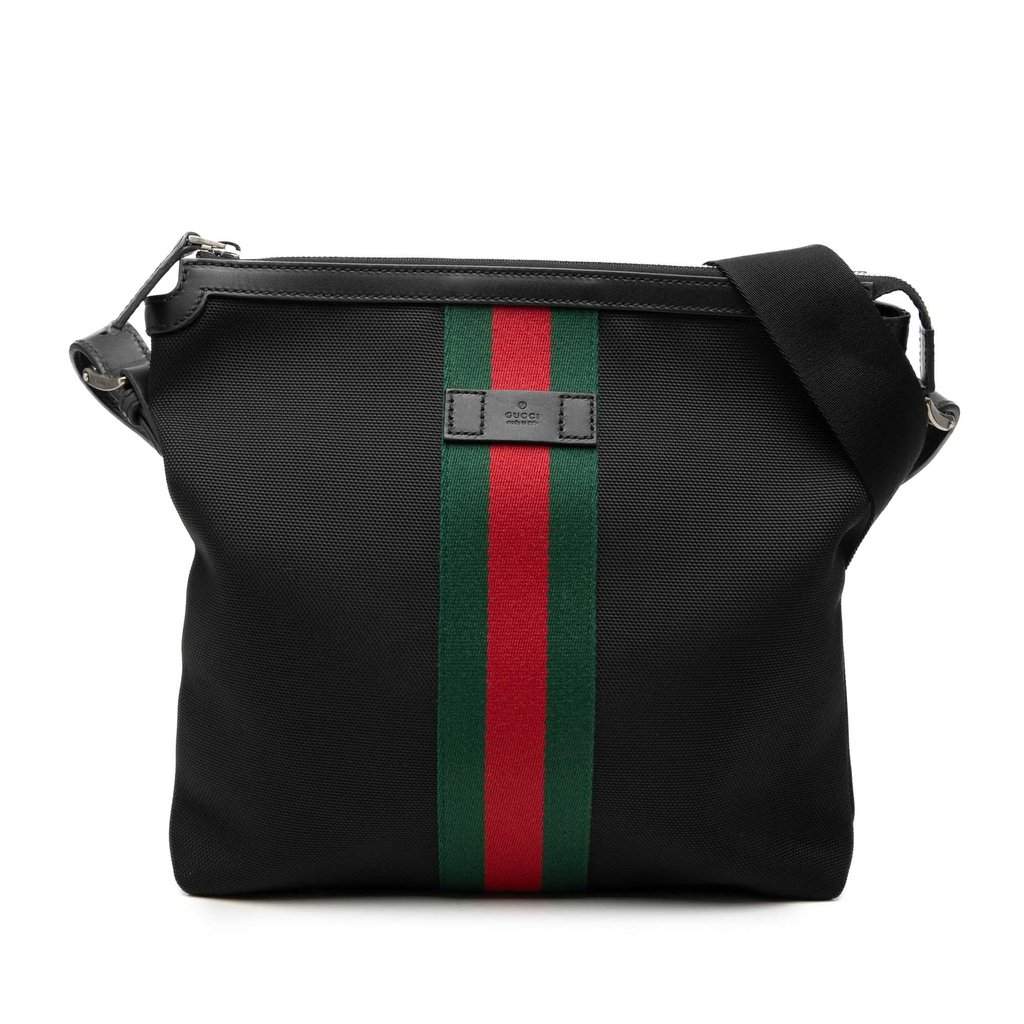 Gucci GG Techno Canvas Web Messenger Bag Black Very good condition - Front View